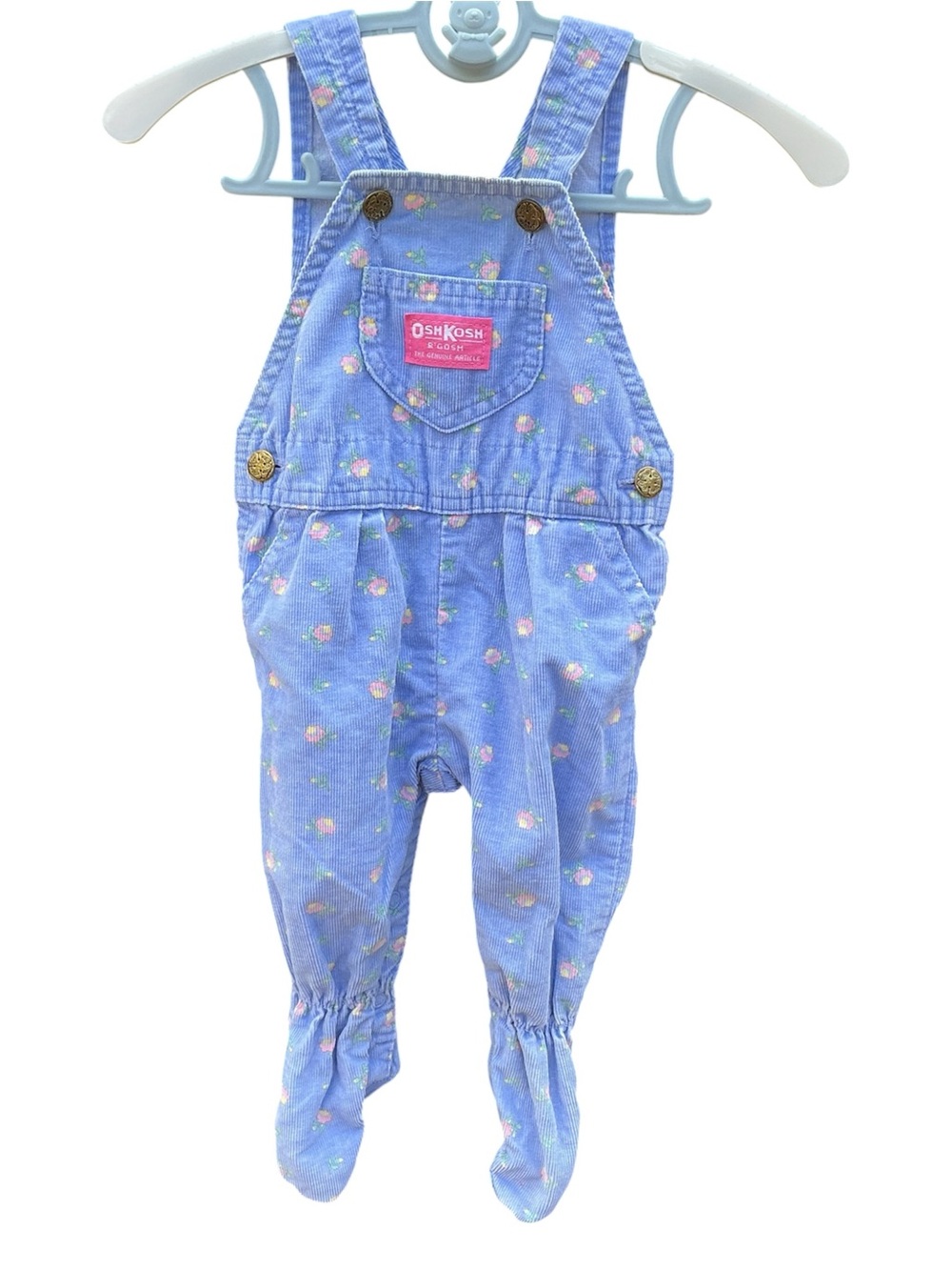 Vintage OshKosh B'gosh Light Purple Floral Corduroy Overalls
